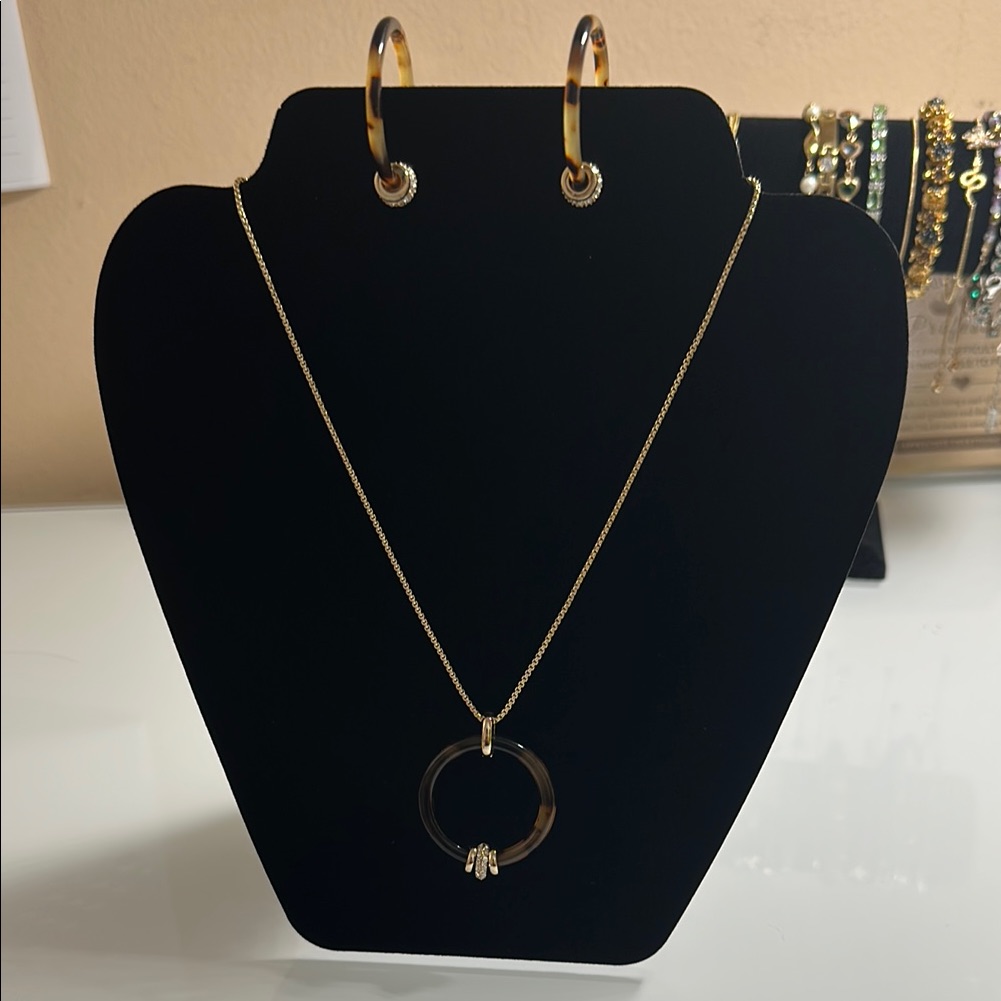 Elegant Gold And Black Necklace And Earring Set 150$